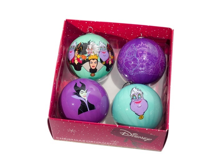 Set of 4 Disney Villain Baubles 75mm