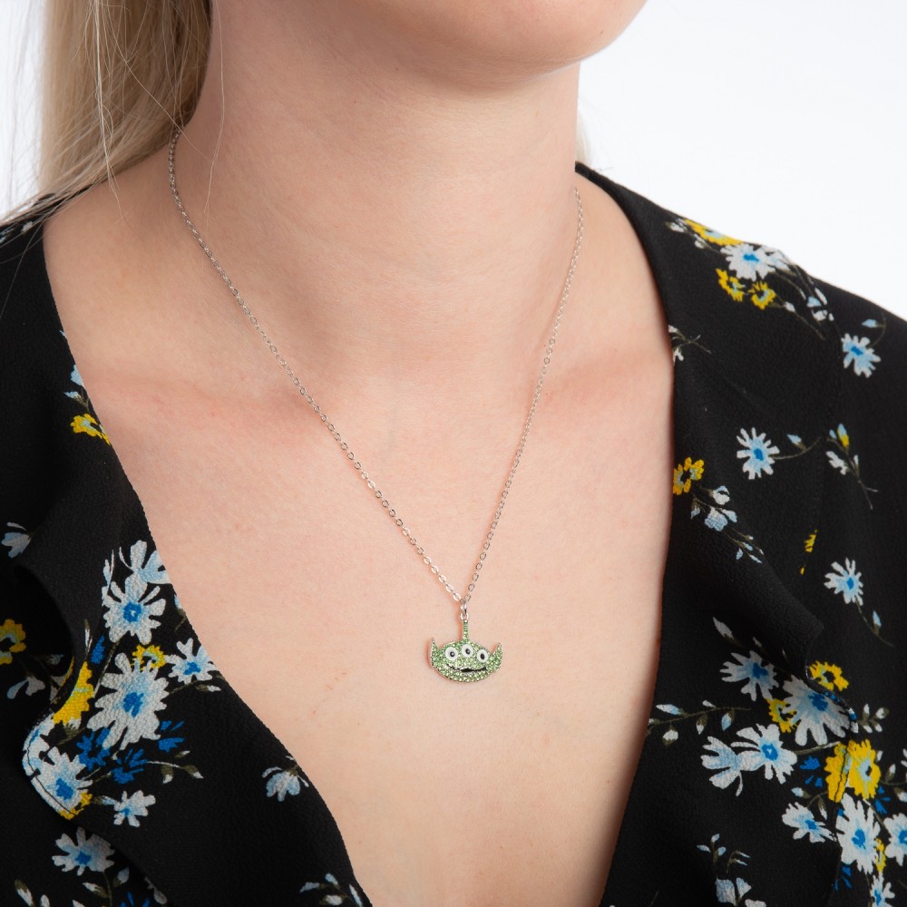 Disney Pixar Toy Story White Gold-Plated Alien Crystal Necklace - DSN1004 Disney Pixar Toy Story White Gold-Plated Alien Crystal Necklace - DSN1004