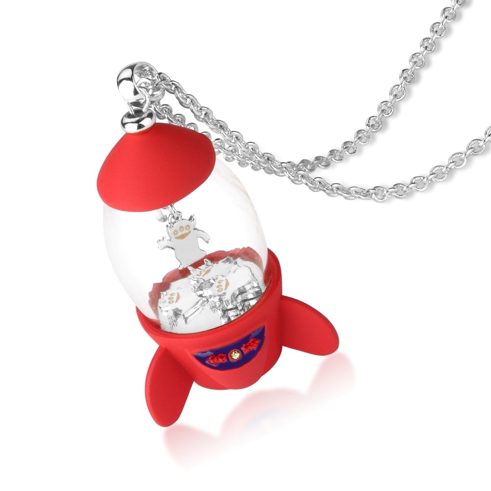 Disney Pixar Toy Story White Gold-Plated Alien Rocket Necklace - DSN1005 Disney Pixar Toy Story White Gold-Plated Alien Rocket Necklace - DSN1005