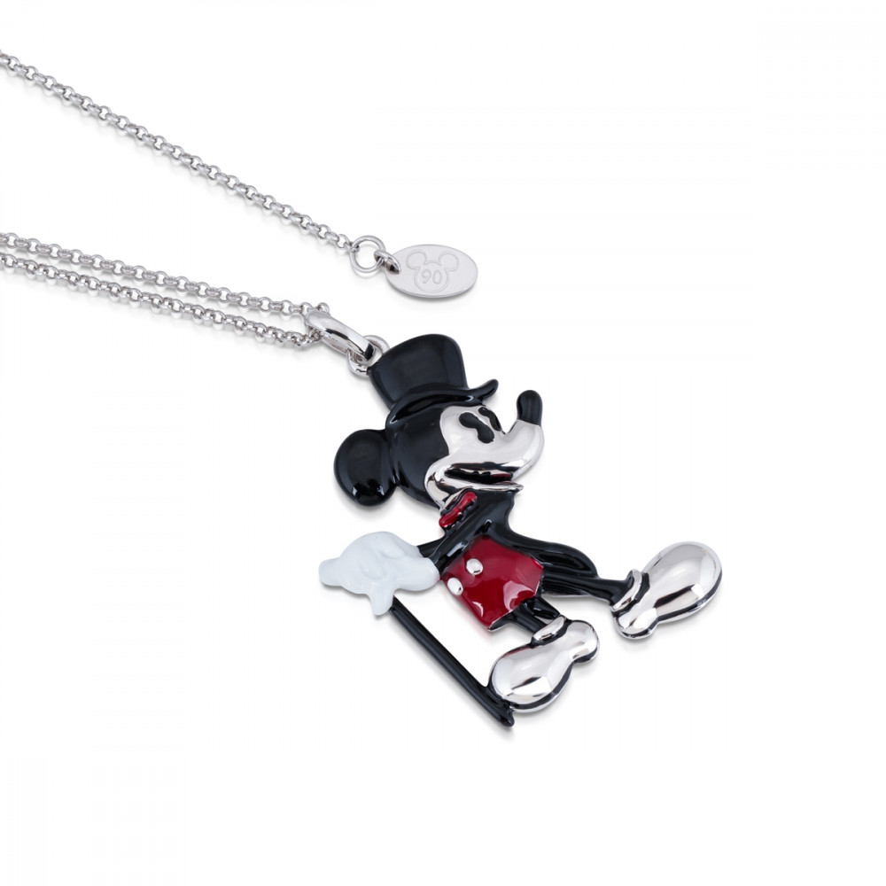 Disney Mickey Mouse 90 Years White Gold-Plated Showman Necklace - DSN499 Disney Mickey Mouse 90 Years White Gold-Plated Showman Necklace - DSN499