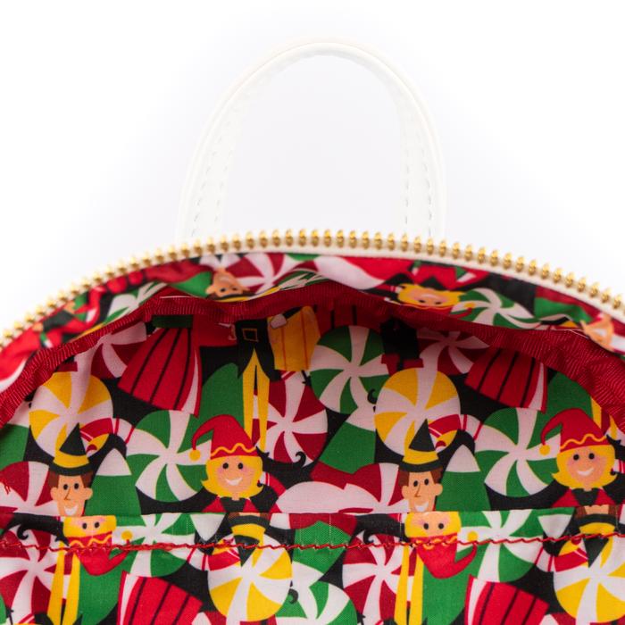 LOUNGEFLY ELF BUDDY AND FRIENDS MINI BACKPACK LOUNGEFLY ELF BUDDY AND FRIENDS MINI BACKPACK