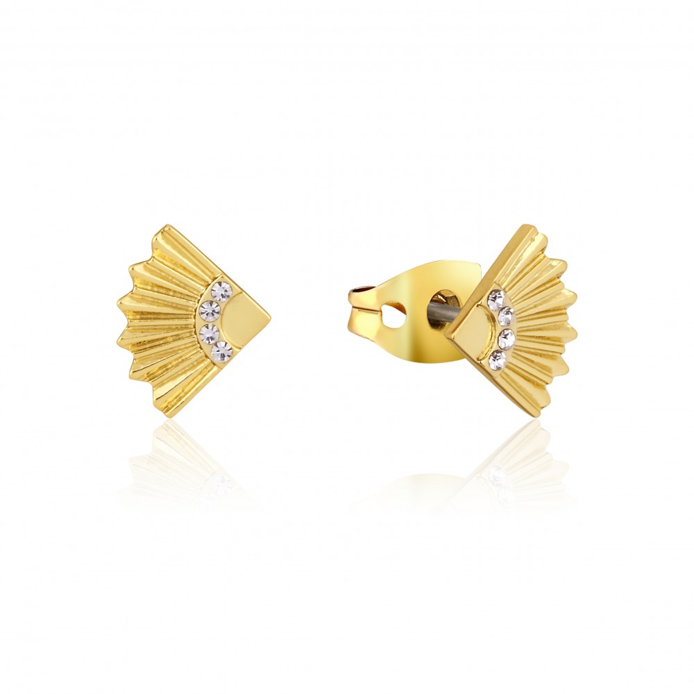Disney Mulan Gold-Plated Oriental Fan Stud Earrings - DYE850 Disney Mulan Gold-Plated Oriental Fan Stud Earrings - DYE850
