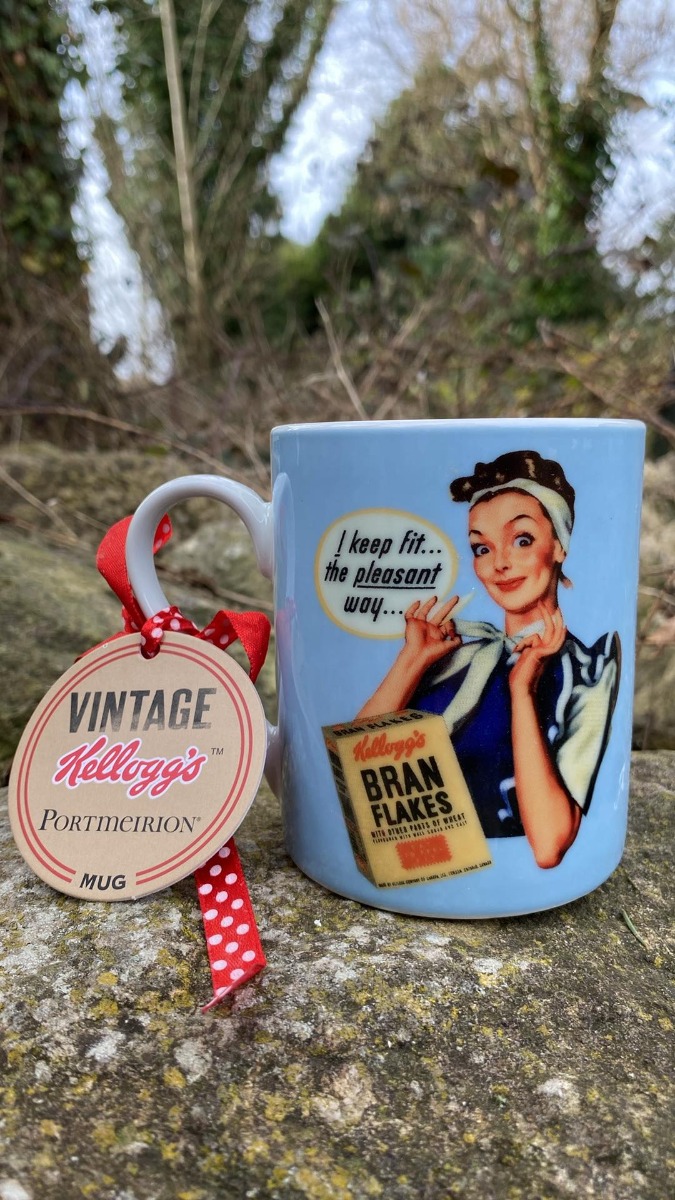 Portmeirion Set Of Four Vintage Kellogg's Lady Blue Mugs Portmeirion Set Of Four Vintage Kellogg's Lady Blue Mugs