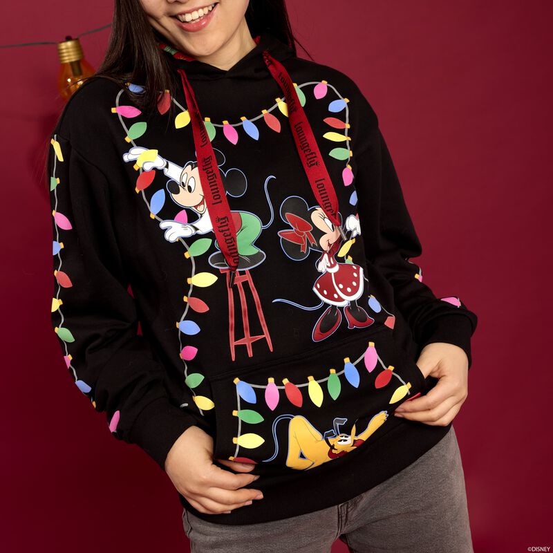 Loungefly Mickey and Friends Christmas Light Decorations Glow Unisex Hoodie