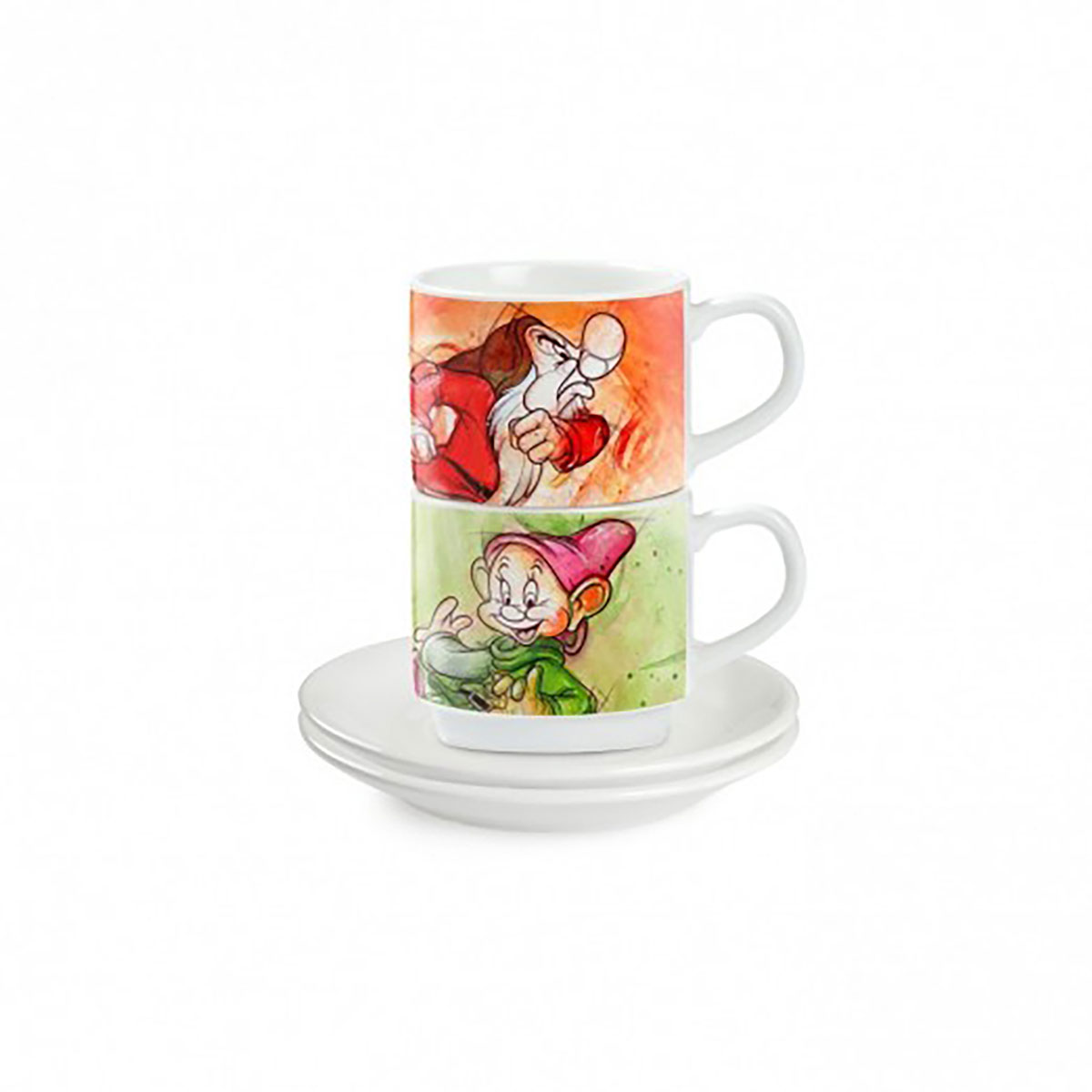 Set of 2 Disney Stackable Espresso Cups Grumpy and Dumpy