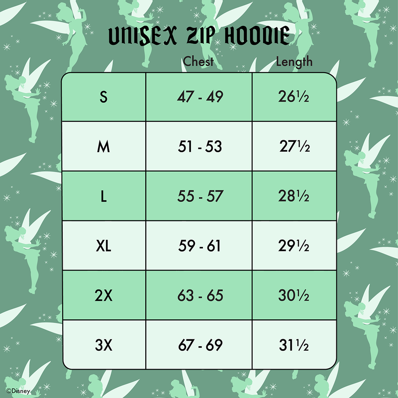 Loungefly Peter Pan Tinker Bell Ribbon Unisex Zip Up Hoodie Loungefly Peter Pan Tinker Bell Ribbon Unisex Zip Up Hoodie