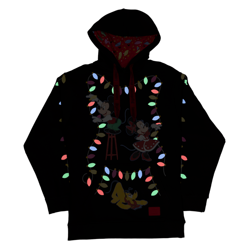 Loungefly Mickey and Friends Christmas Light Decorations Glow Unisex Hoodie