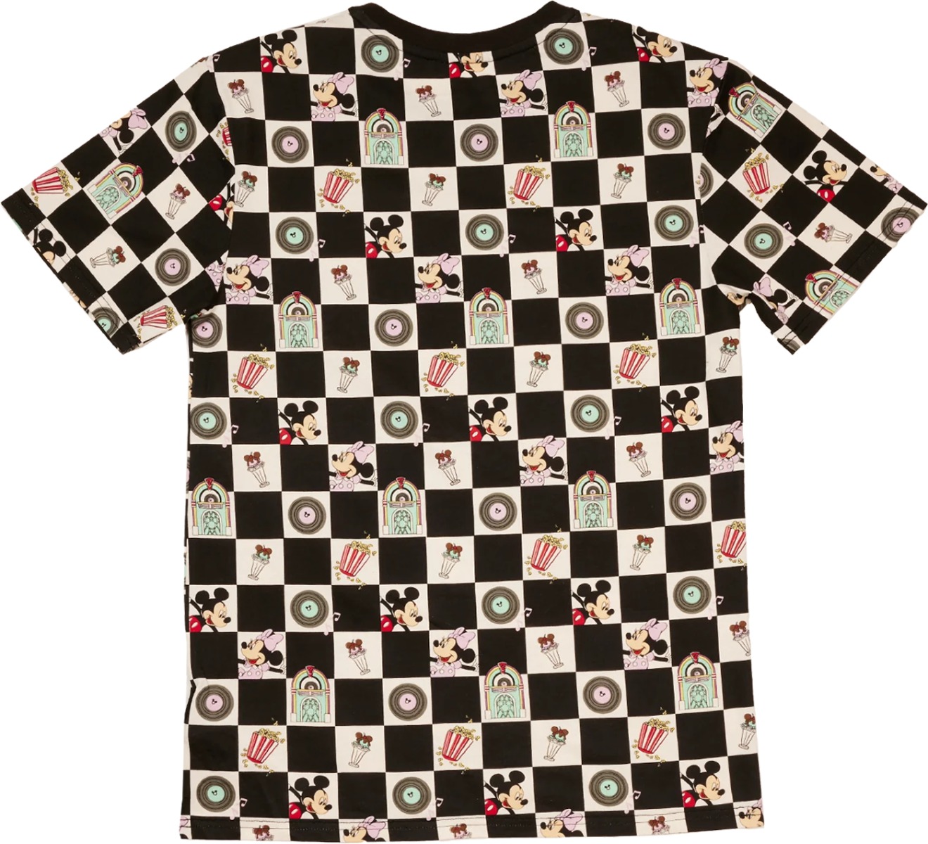 Loungefly Disney Mickey And Minnie Date Night Diner Checkered Unisex Tee Loungefly Disney Mickey And Minnie Date Night Diner Checkered Unisex Tee
