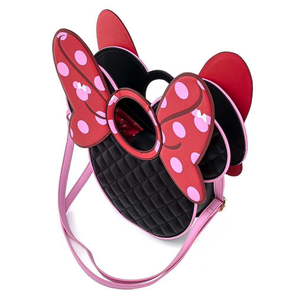 Loungefly Disney Minnie Mouse Quilted Pink Polka Dot Bow Head Crossbody Bag Loungefly Disney Minnie Mouse Quilted Pink Polka Dot Bow Head Crossbody Bag