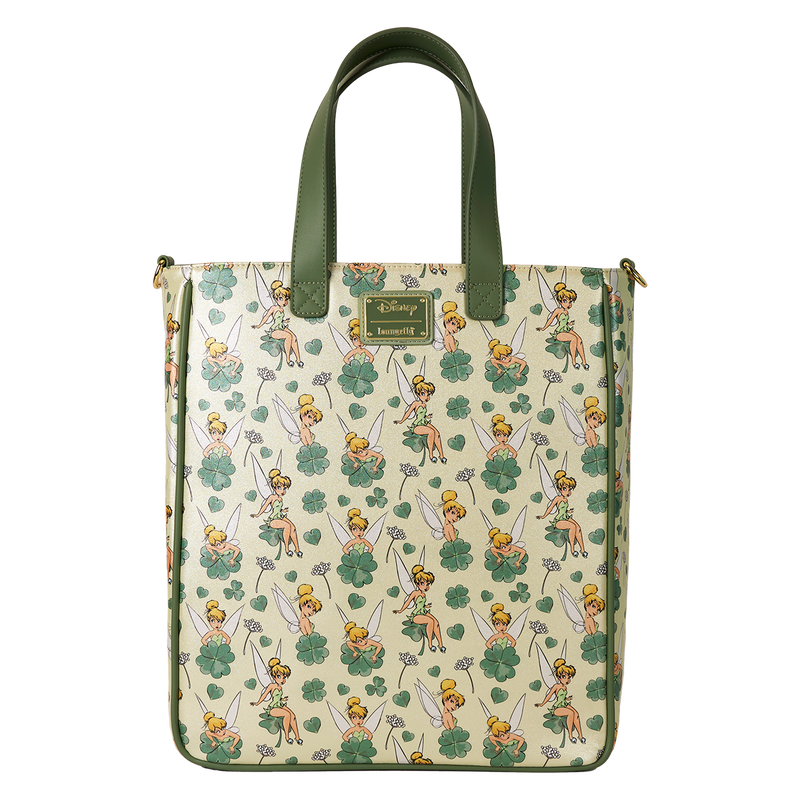 Loungefly Peter Pan Tinker Bell Clover All-Over Print Tote Bag With Coin Bag Loungefly Peter Pan Tinker Bell Clover All-Over Print Tote Bag With Coin Bag