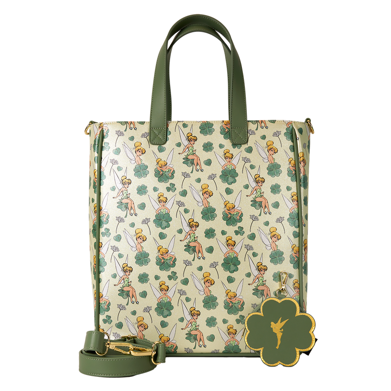Loungefly Peter Pan Tinker Bell Clover All-Over Print Tote Bag With Coin Bag Loungefly Peter Pan Tinker Bell Clover All-Over Print Tote Bag With Coin Bag