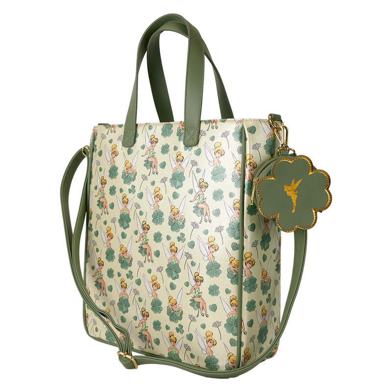 Loungefly Peter Pan Tinker Bell Clover All-Over Print Tote Bag With Coin Bag Loungefly Peter Pan Tinker Bell Clover All-Over Print Tote Bag With Coin Bag